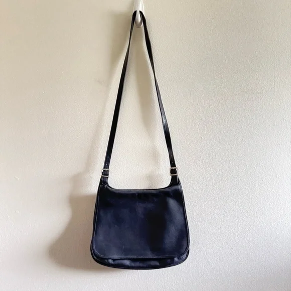 Vintage Coach Black Hippie Flap Saddle Crossbody Bag 9134 - Picture 1 of 13